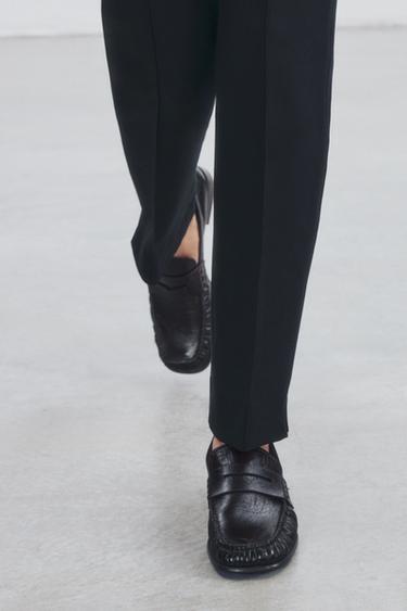 Zara Кожаные лоферы с квадратным носком купить с доставкой.