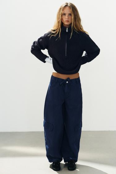 Zara Принтованные широкие брюки карго