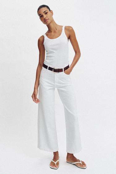 Zara Джинсы широкого кроя с высокой талией и ремнем купить с доставкой.