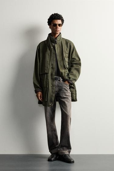 Zara Парк из смесового лиоцелла и хлопка с эффектом варки