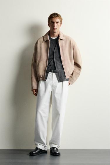Zara Кожаная куртка с эффектом потертости