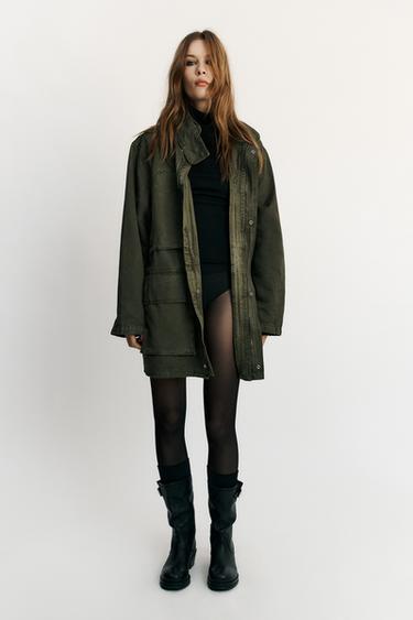 Zara Парка с высоким воротником и карманами