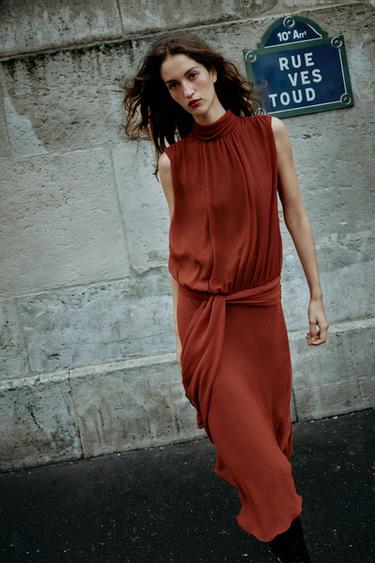 Zara Миди-платье с узлом