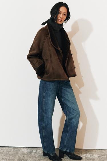 Zara Комбинированная куртка из искусственного меха ZARA «ZW» купить с доставкой.
