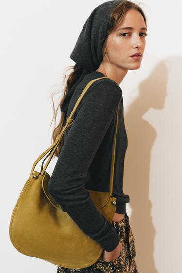 Zara Кожаная сумка через плечо с клапаном купить с доставкой.