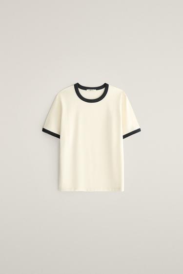 Zara Футболка с короткими рукавами и контрастной отделкой купить с доставкой.