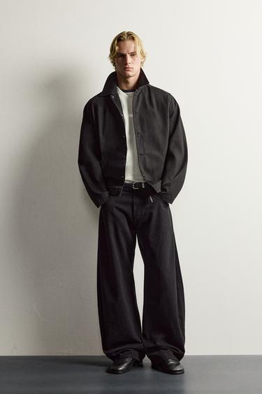 Zara Свободная джинсовая рубашка из хлопка