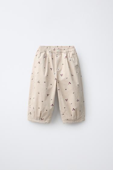 Zara Брюки-баллоны из вельвета с цветочным принтом