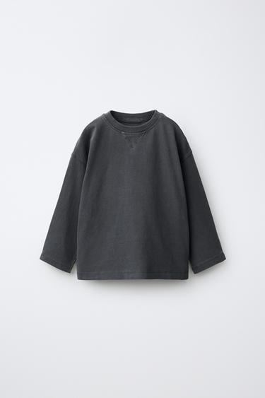 Zara Футболка с эффектом окрашивания, темно-антрацит