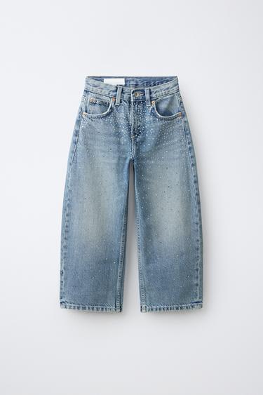 Zara Джинсы BARREL с камнями страз