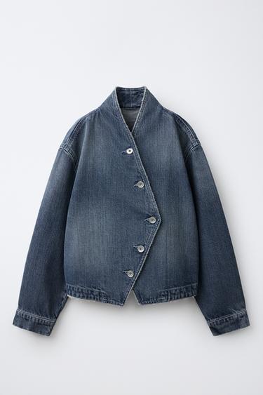 Zara Двубортная джинсовая куртка