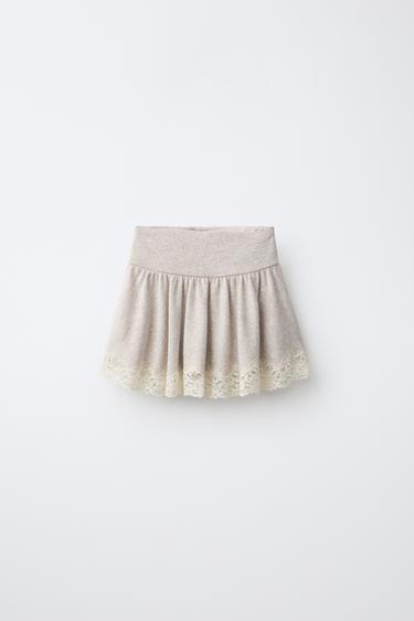 Zara Юбка с кружевом мягкой фактуры