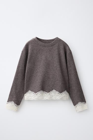 Zara Футболка с кружевом мягкой фактуры