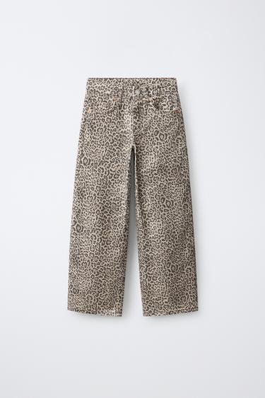 Zara Джинсы свободного кроя с анималистичным принтом купить с доставкой.