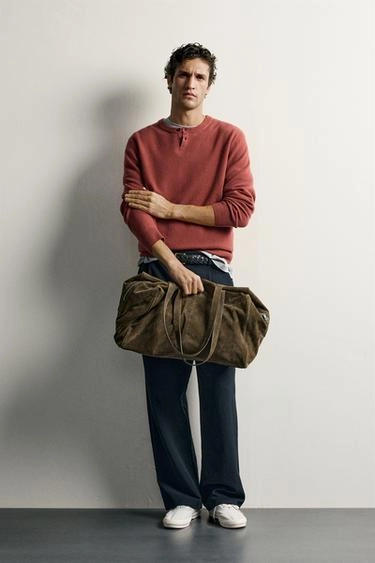 Пуловер henley из 100% шерсти