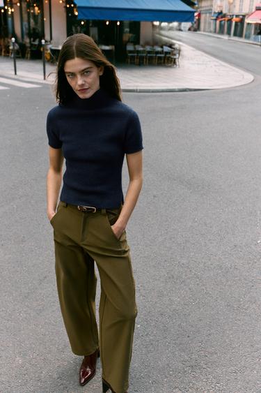 Zara Мягкий джемпер с короткими рукавами