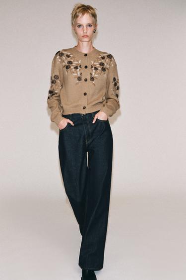 Zara Кардиган с вышивкой и бусинами