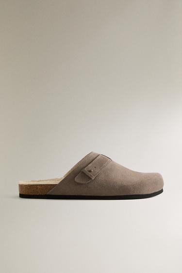 Zara Тёплые кожаные сабо купить с доставкой.