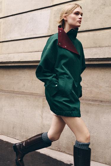 Zara Плащ-тренч с комбинированным кроем
