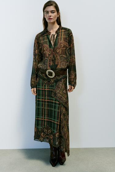 Zara Блузка с принтом и бантом