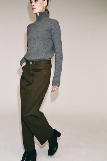 Zara Джинсы ZARA «ZW» средней посадки с расслабленным кроем и длиной до щиколотки