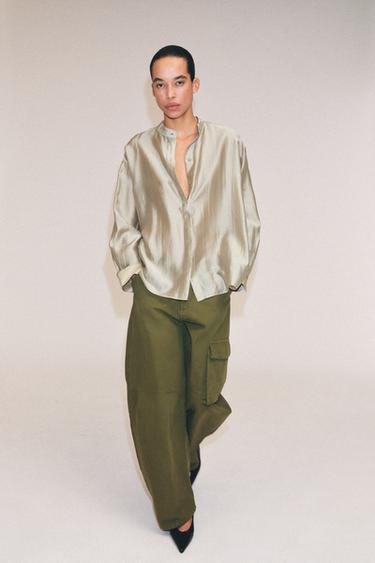 Zara Рубашка с воротником-стойкой из коллекции ZW