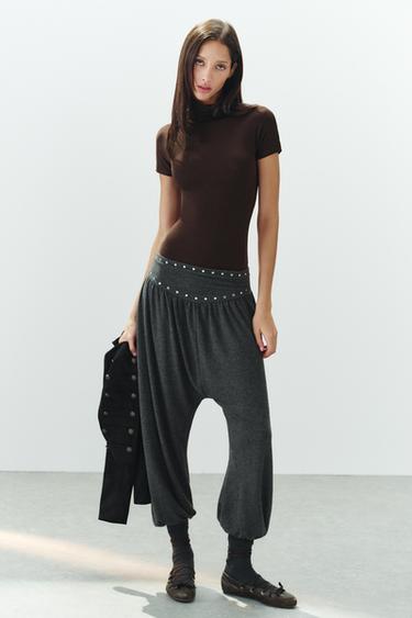 Zara Боди с короткими рукавами и высоким воротом