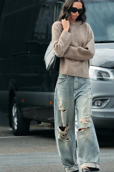 Zara Объемный трикотажный джемпер с капюшоном