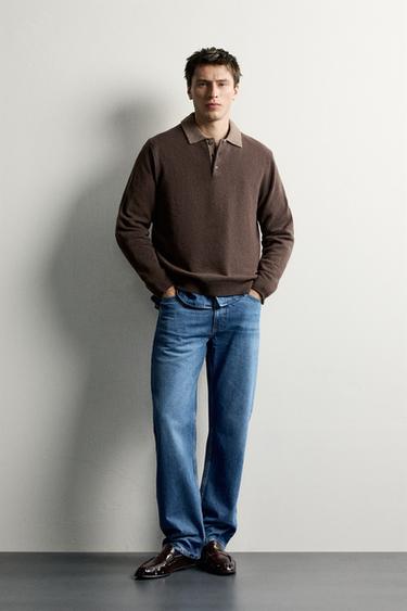 Zara Поло с контрастной вязкой из 100% шерсти купить с доставкой.