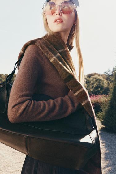 Zara Кожаная сумка через плечо с клапаном купить с доставкой.