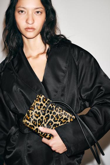 Zara Кожаная сумка на плечо с анималистичным принтом купить с доставкой.