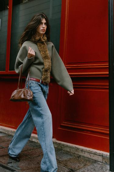 Zara Кардиган с комбинированным искусственным мехом
