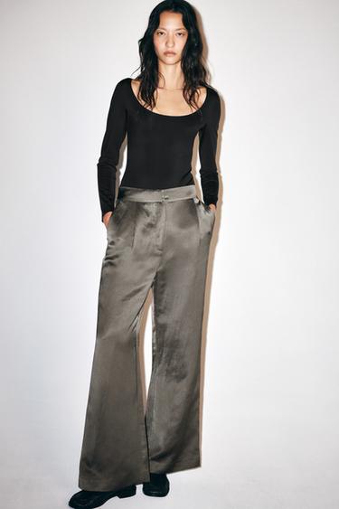 Zara Широкие сатиновые брюки из коллекции ZW