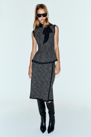 Zara Миди-юбка из фактурной комбинированной ткани