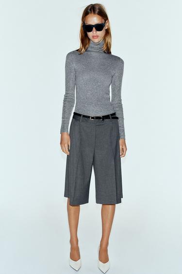 Zara Длинные бермудские шорты с плиссировкой