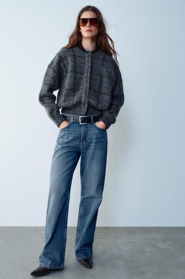 Zara Бомбер в клетку из вязаного материала