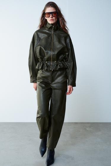 Zara Куртка с эффектом кожи и кулиской