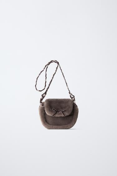 Zara Сумка через плечо из овчины с бантом