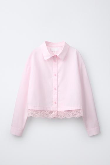 Zara Рубашка с кружевной отделкой