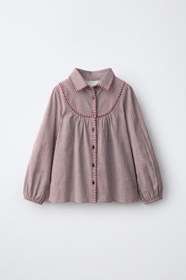 Zara Рубашка с декоративной отстрочкой