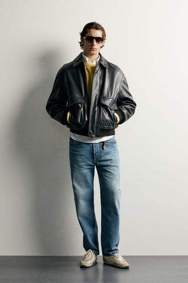 Zara Куртка из кожи REGULAR FIT