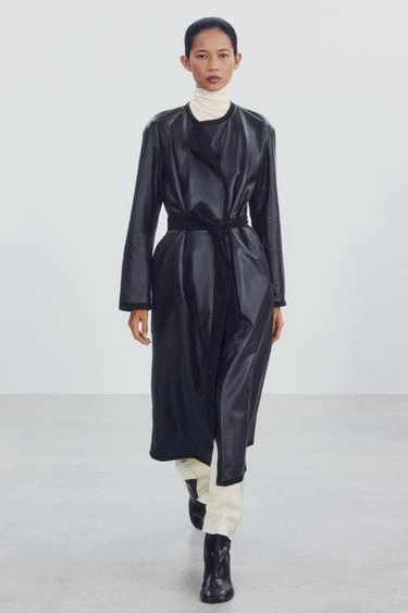Пальто zw collection из комбинированной кожи 100%- Заказать в России