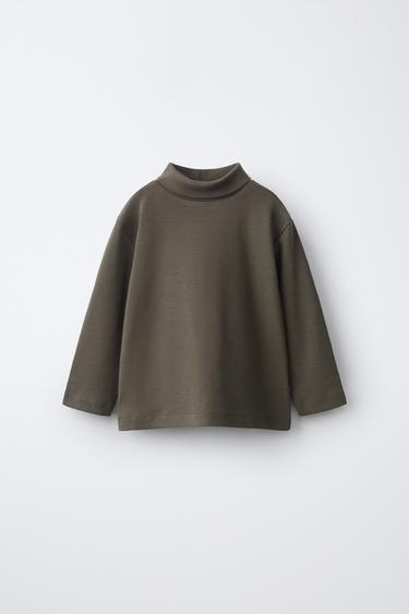 Zara Футболка с высоким воротником и длинными рукавами