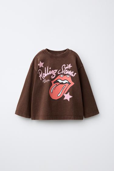 Zara Футболка с длинными рукавами и принтом ROLLING STONES