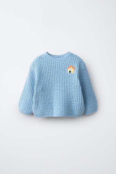 Zara Джемпер с жаккардовой вышивкой и круглыми рукавами из шерсти