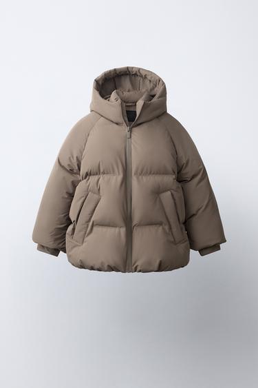 Zara Водонепроницаемое пуховое пальто с капюшоном купить с доставкой.