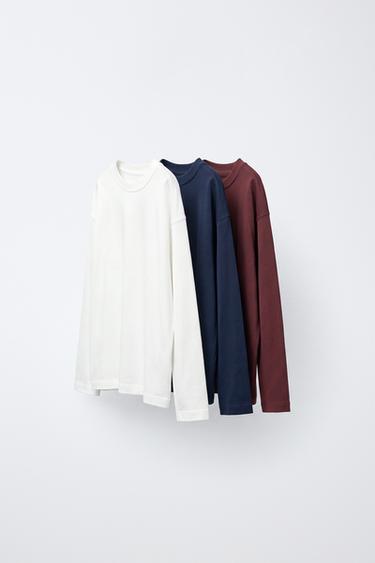 Zara Набор из 3 однотонных и полосатых футболок