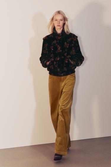Zara Бомбер из бархата с цветочным принтом ZARA «ZW»