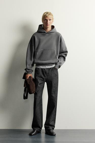 Zara Худи прямого кроя из плотной ткани