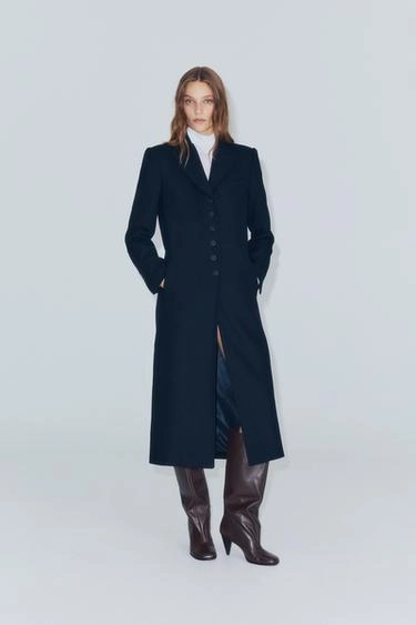 Длинное пальто из шерстяной ткани zw collection- Заказать в России